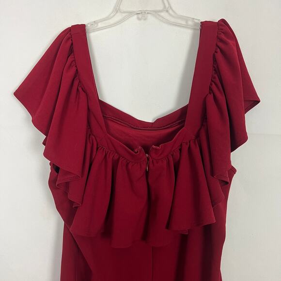 Libian Womens Dress 3X Vtg Ruffle Overlay Party Cocktail Wedding Guest Stretch - Picture 6 of 9